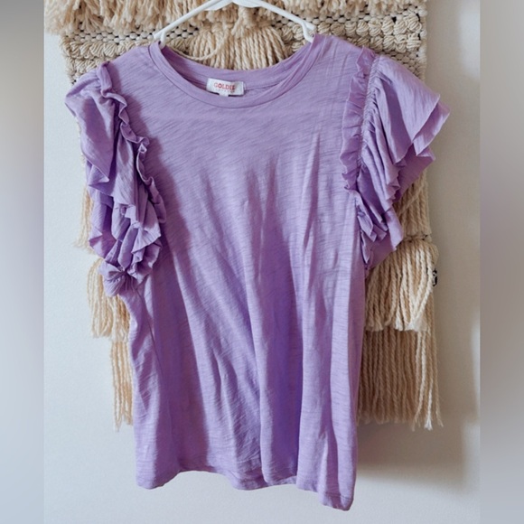 Goldie Lewinter BUNDLE of Two Celeste Ruffle Short Sleeve Pima Cotton Tees Large - Picture 2 of 9